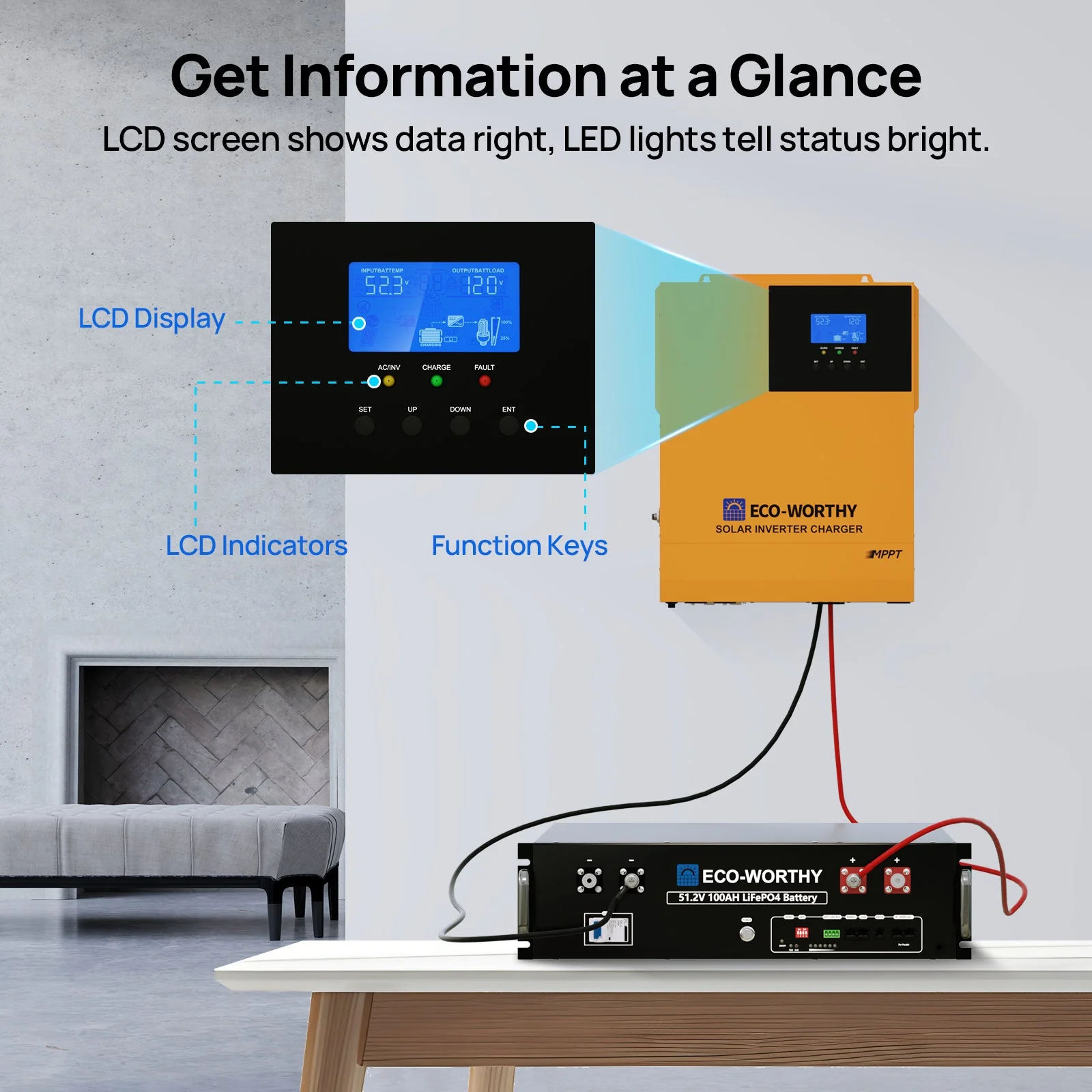3500W Solar Off-grid AIO Inverter, 48Vdc to 120Vac, 4400W@150V PV Input - Image 5