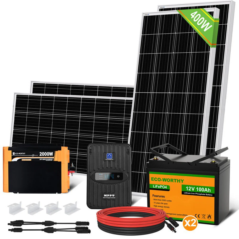 400W 12V (4x100W) Complete MPPT Off Grid Solar Kit - Image 12