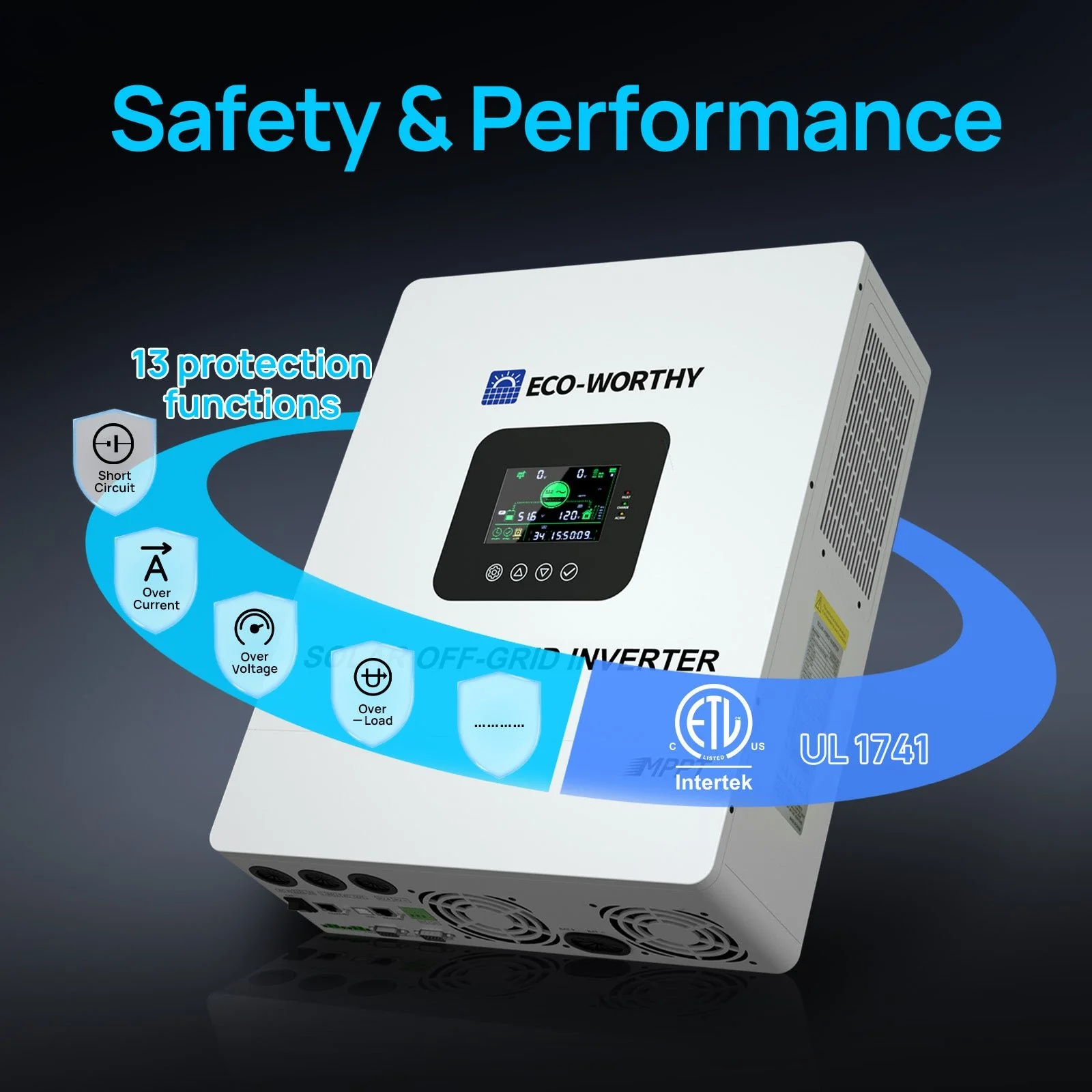 5000W Solar Off-grid AIO Inverter, 48Vdc to 120Vac, 5500W@500V PV Input, UL1741 - Image 8