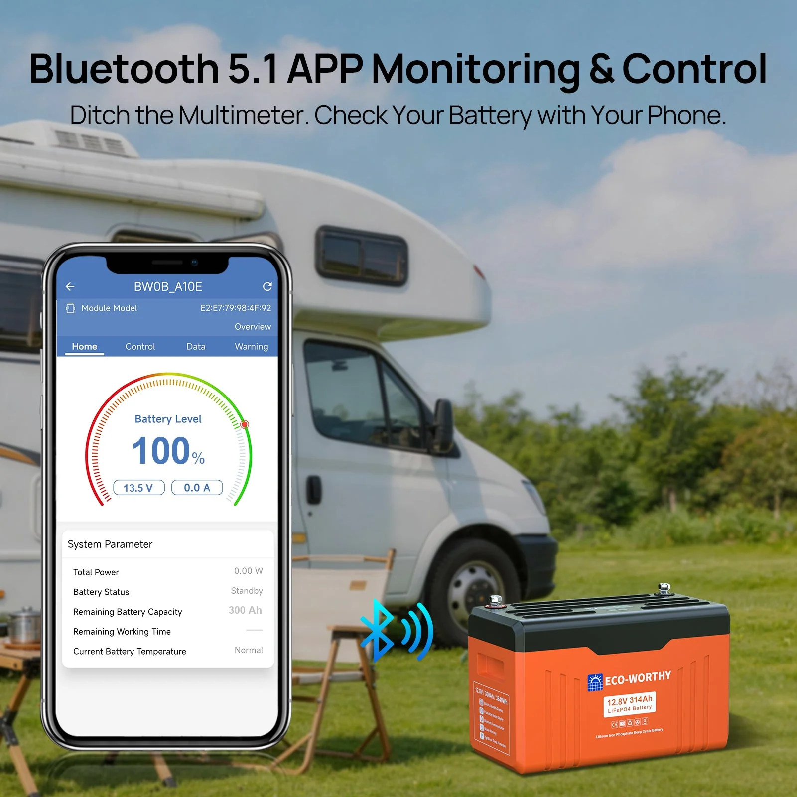 ECO-WORTHY 12V 314Ah LiFePO4 Lithium Battery Bluetooth Version 2 - Image 8