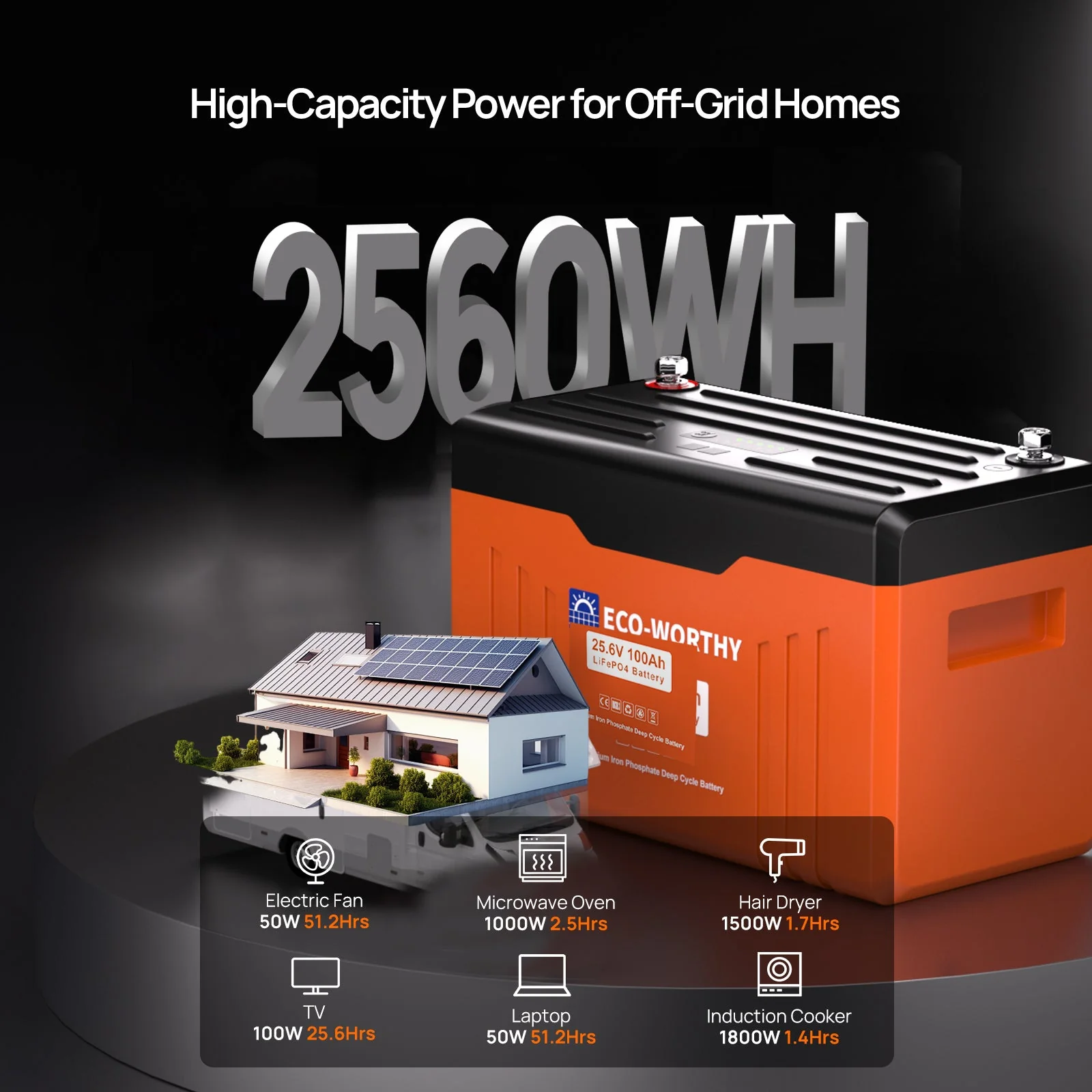 ECO-WORTHY 24V 100Ah Bluetooth Lithium Battery with BMS - Image 5