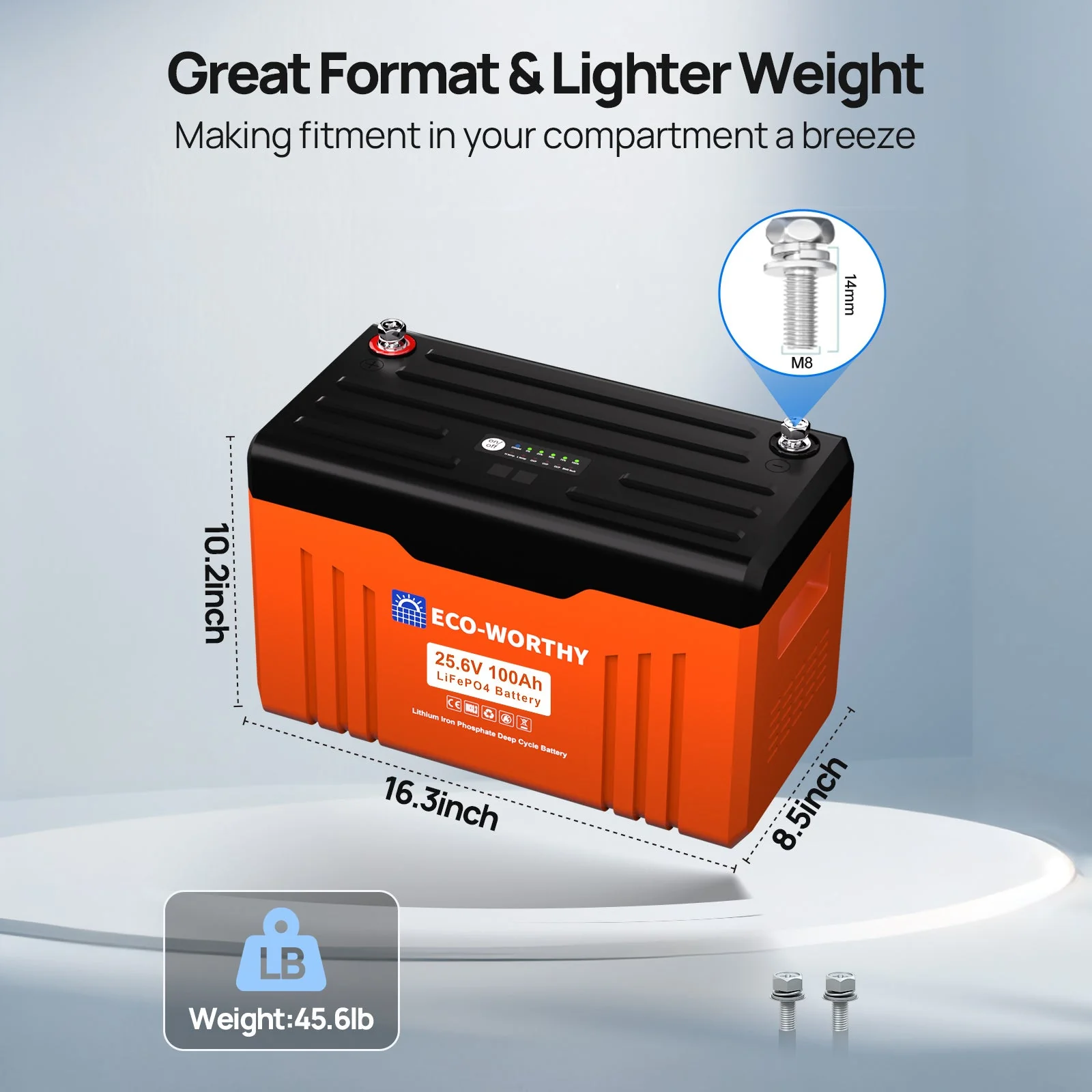ECO-WORTHY 24V 100Ah Bluetooth Lithium Battery with BMS - Image 6