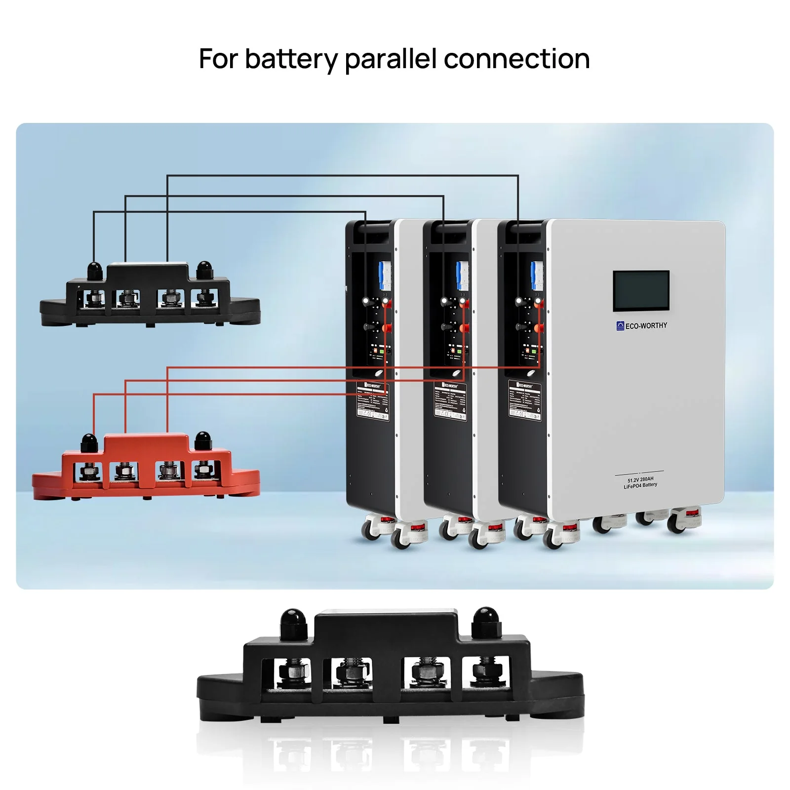 ECO-WORTHY 400A Busbar with 6×M8 Studs, One Set of Two for Parallel Batteries - Image 6