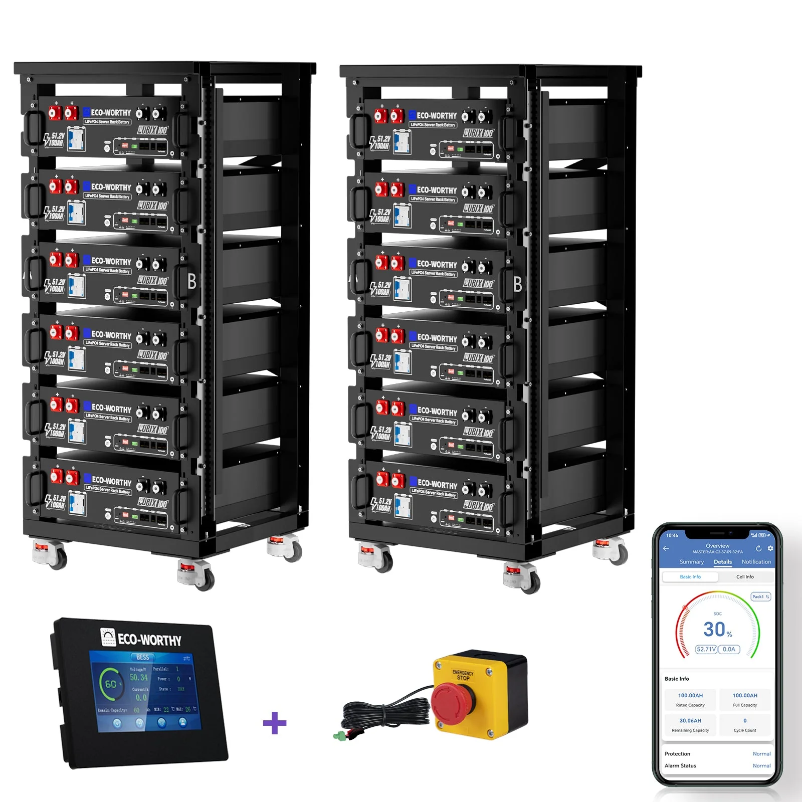 Eco-Worthy 48V 100Ah Server Rack Battery | Bluetooth & WiFi | 10 Years Warranty | UL9540 | UL1973 | UL9540A | CEC Listed - Image 14