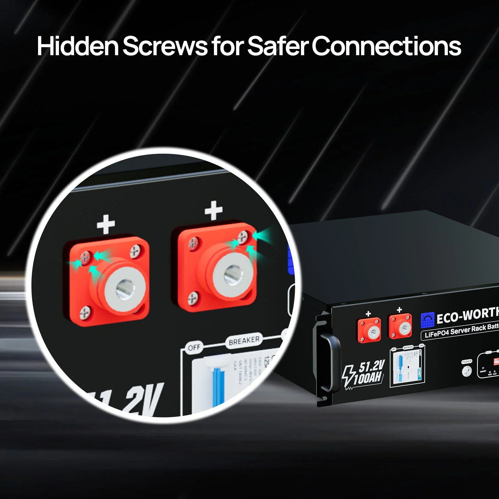 Eco-Worthy 48V 100Ah Server Rack Battery | Bluetooth & WiFi | 10 Years Warranty | UL9540 | UL1973 | UL9540A | CEC Listed - Image 3
