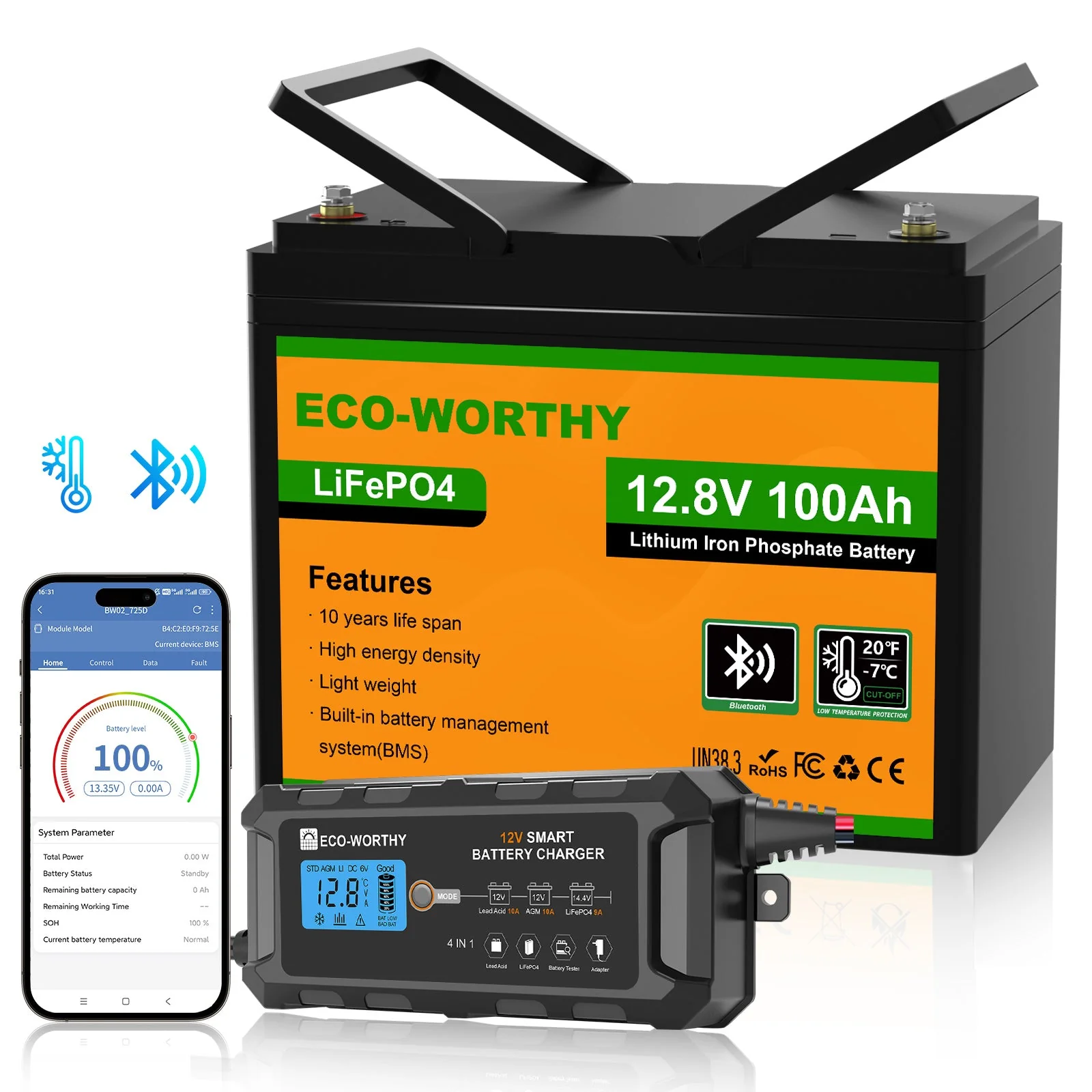 LiFePO4 12V 100Ah Lithium Iron Phosphate Battery With Bluetooth And Low-temperature Protection - Image 12
