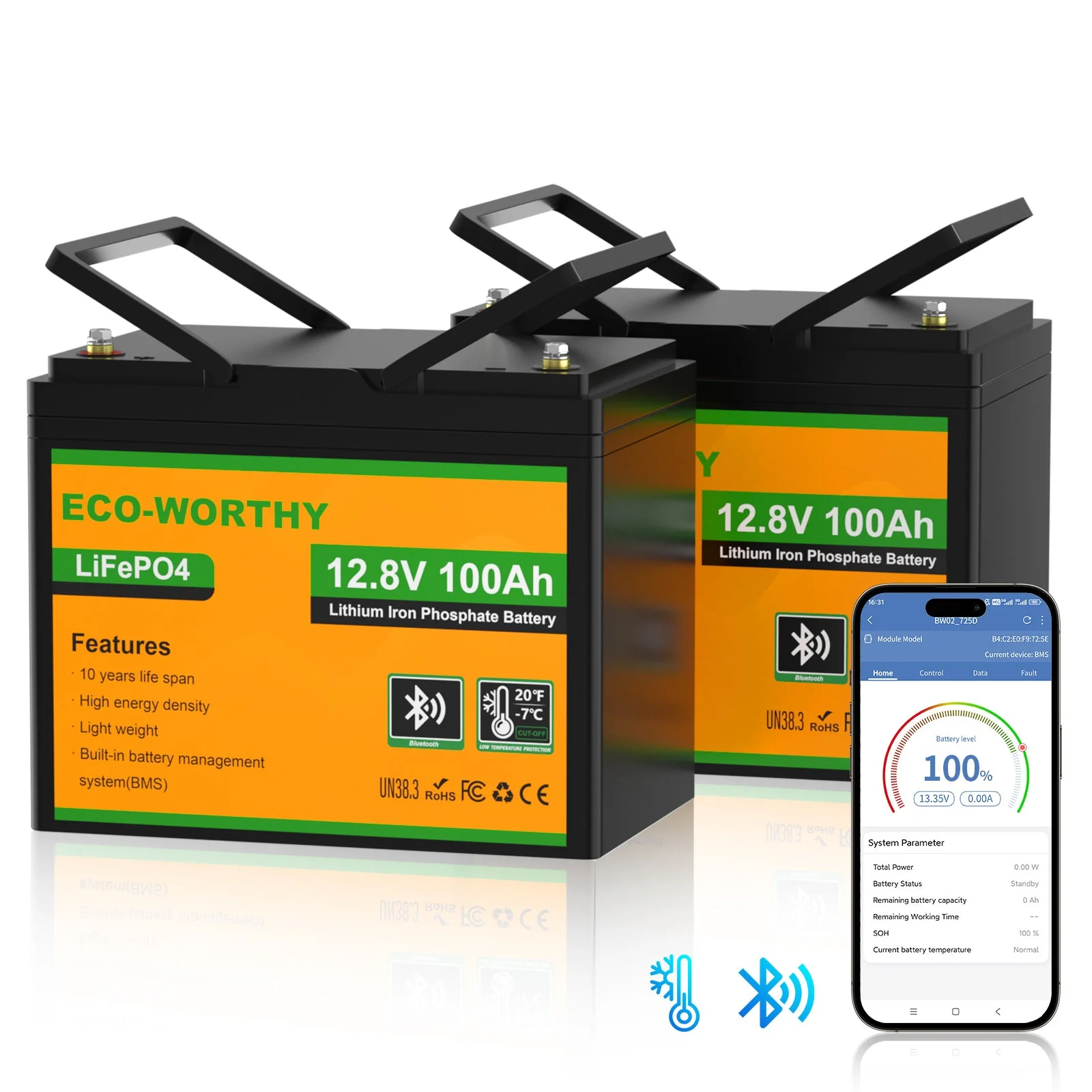 LiFePO4 12V 100Ah Lithium Iron Phosphate Battery With Bluetooth And Low-temperature Protection - Image 13