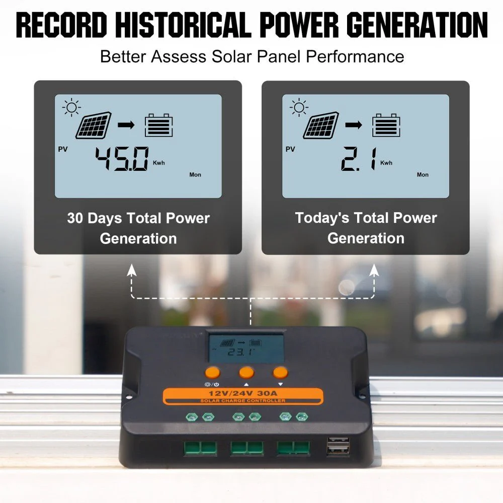 Upgraded 30A PWM Solar Charge Controller Regulator with Dual USB Port 12V/24V Autoswitch - Image 10
